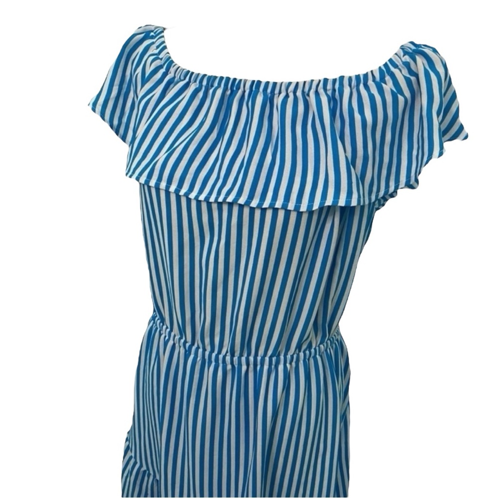 TOMMY BAHAMA NWT Palm Party Stiped Off the Shoulder Ruffle Midi Dress Size Small - Picture 7 of 11